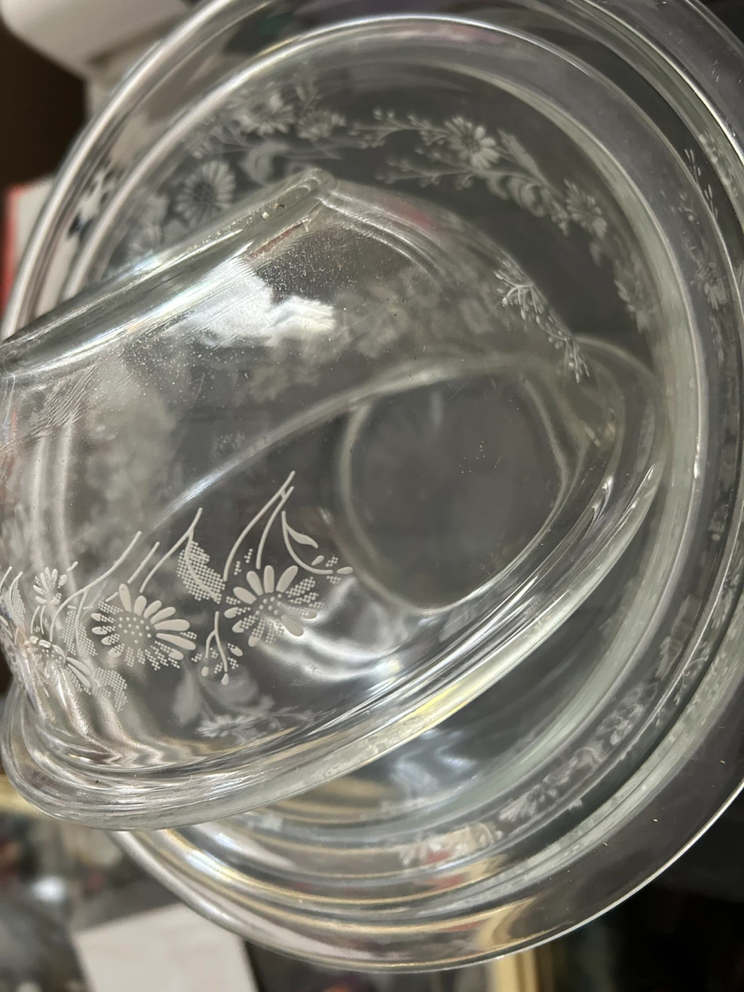 Glass Bowl with Floral Etching - photo 2