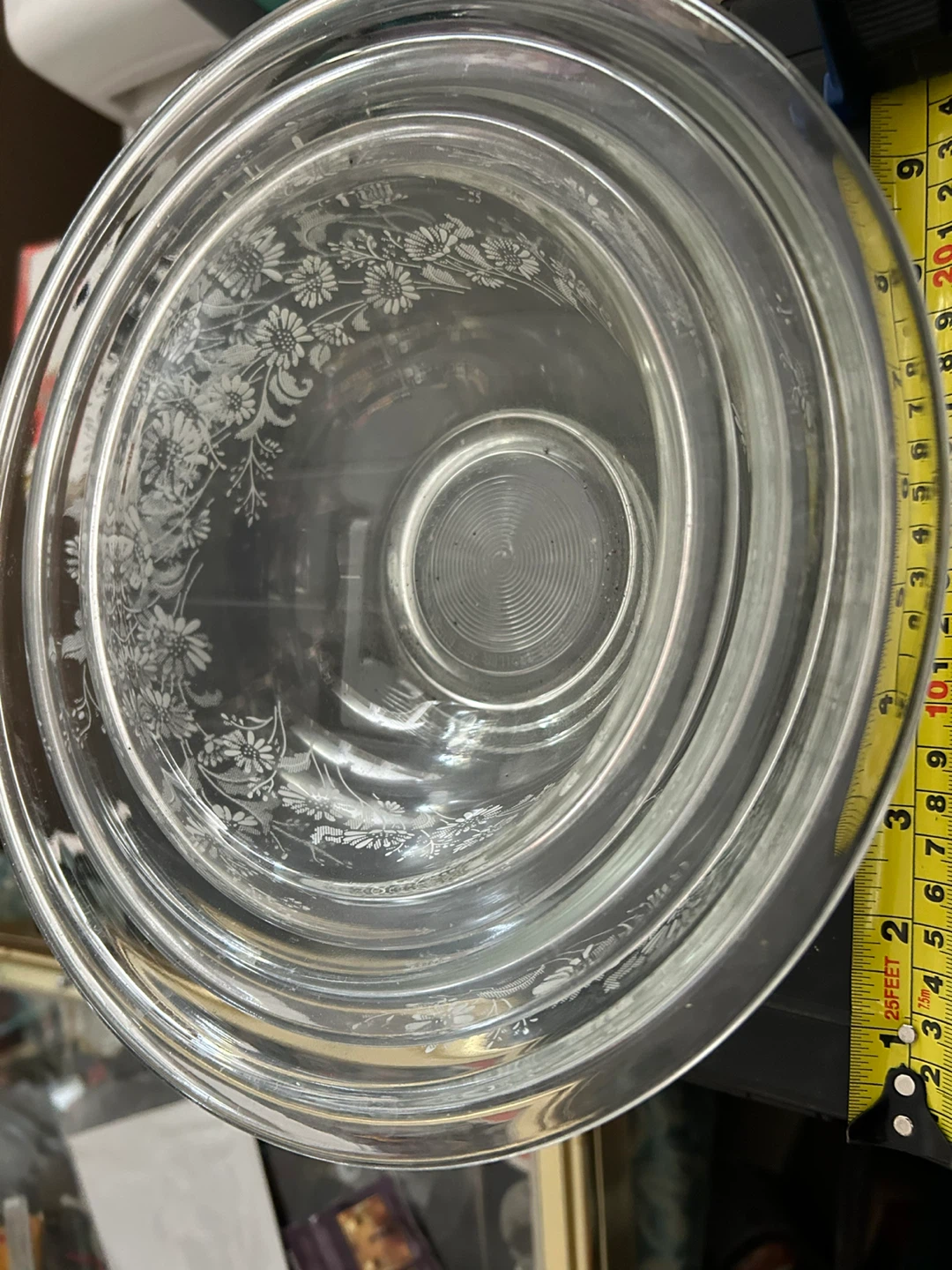 Glass Bowl with Floral Etching