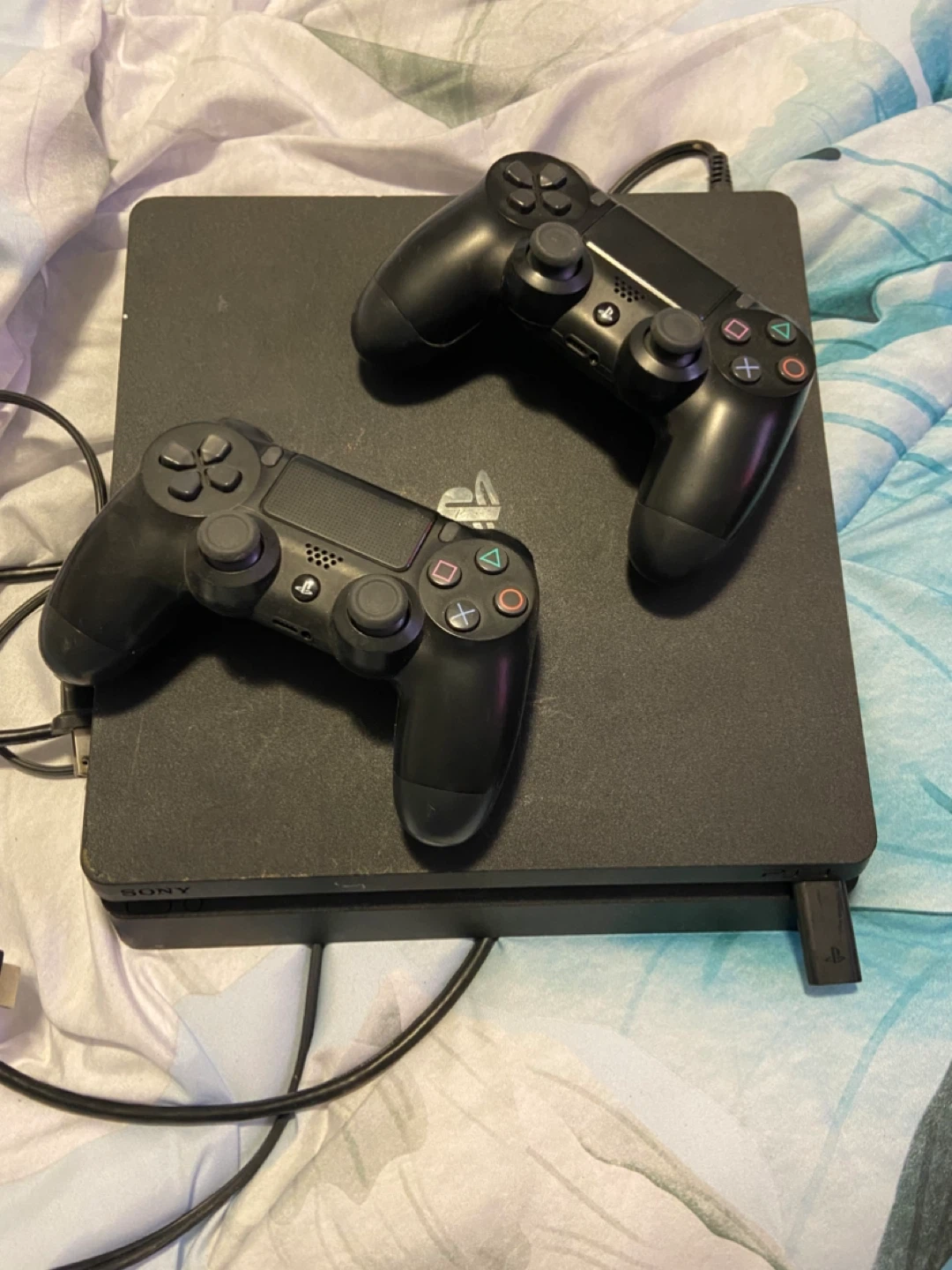 Sony PlayStation 4 Slim Console with 2 Controllers and Games