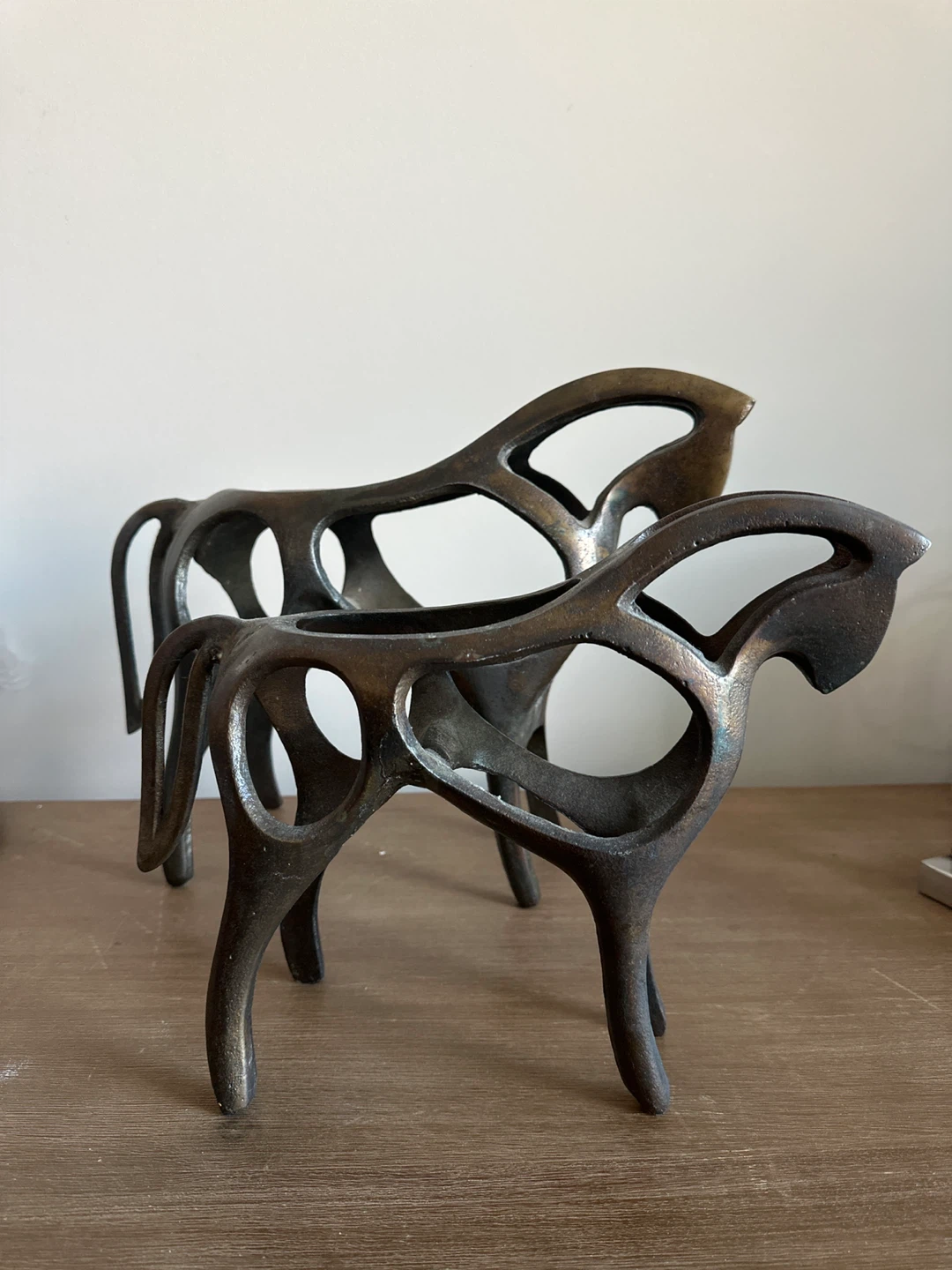 Set of 2 Metal Horse Figurines
