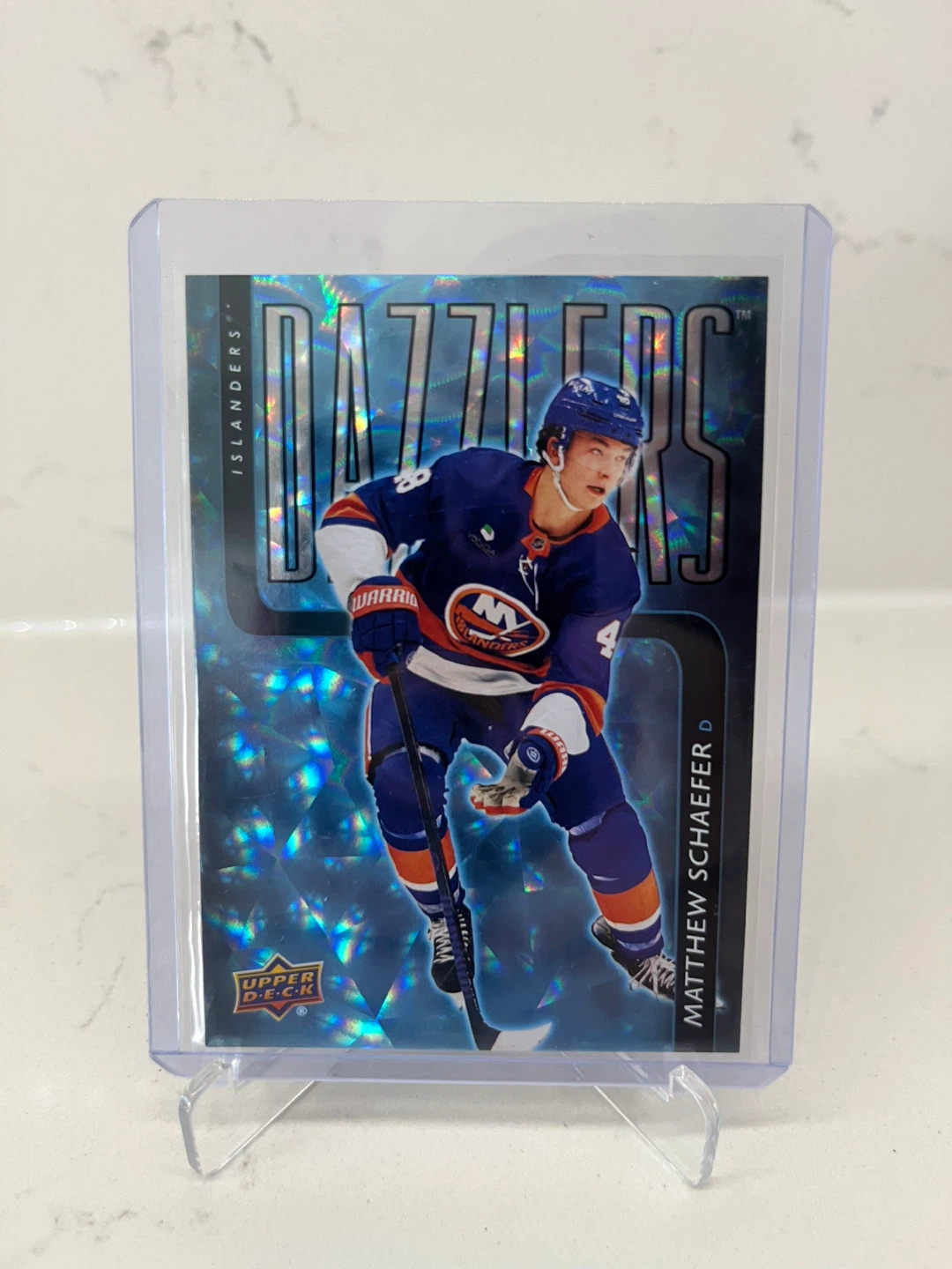 2025-26 Upper Deck S2 Matthew Schaefer Blue Dazzlers Hockey Card