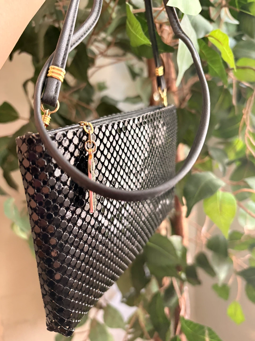 Black Mesh Clutch Purse with Gold Accent - photo 4