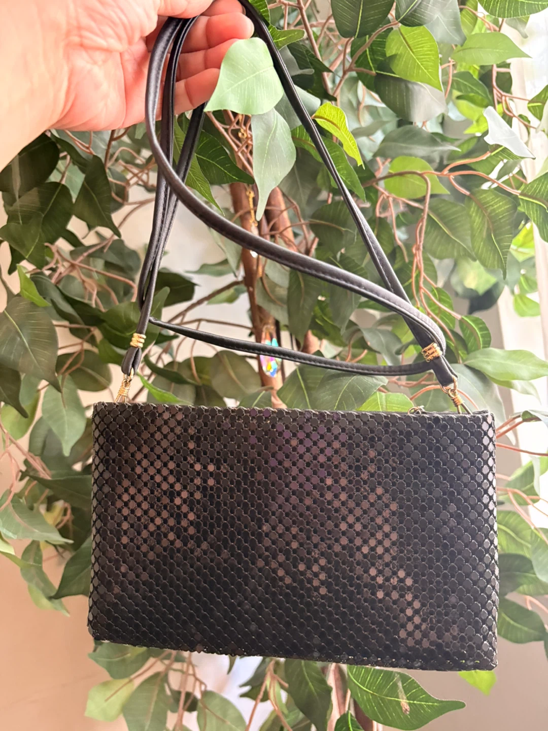 Black Mesh Clutch Purse with Gold Accent - photo 2