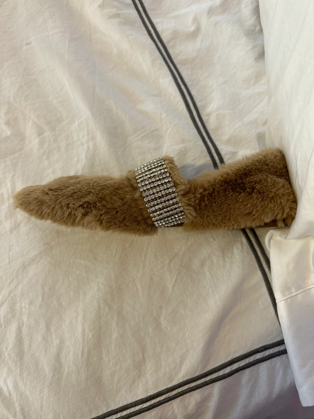 Authentic Jimmy Choo Faux Fur Slippers with Rhinestone Buckle - photo 4