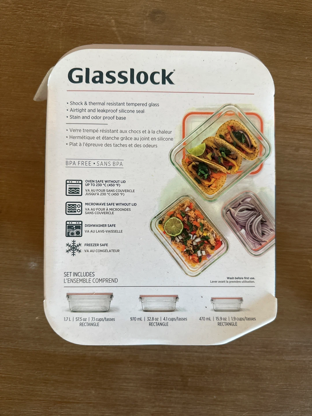 Glasslock 6-Piece Glass Food Storage Container Set