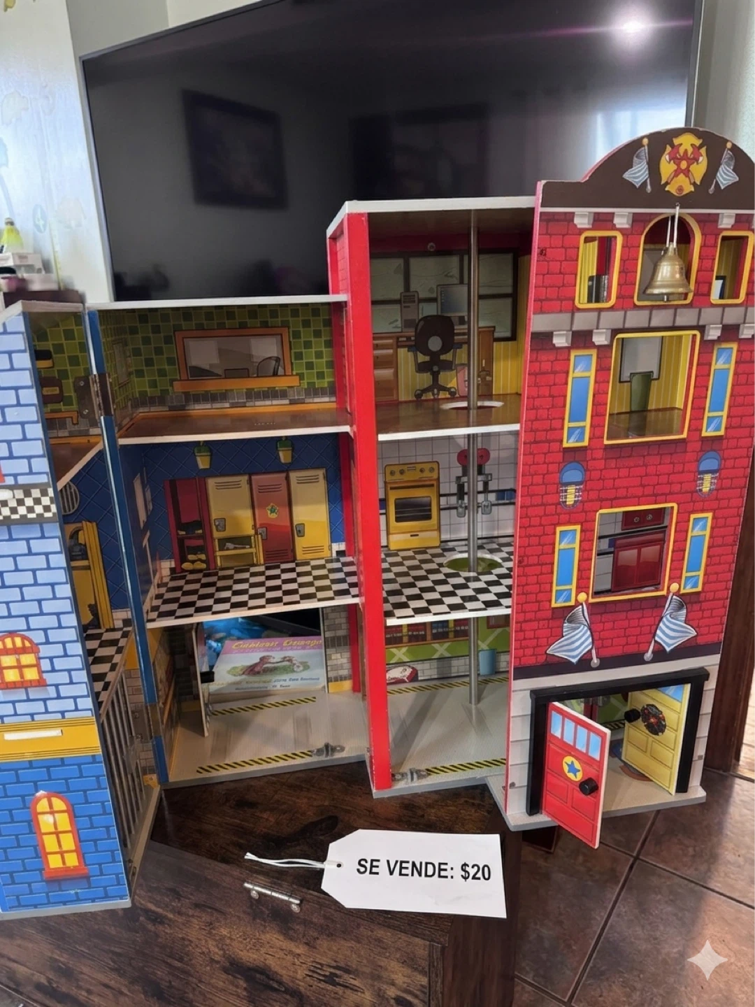 Wooden Fire Station Play Set