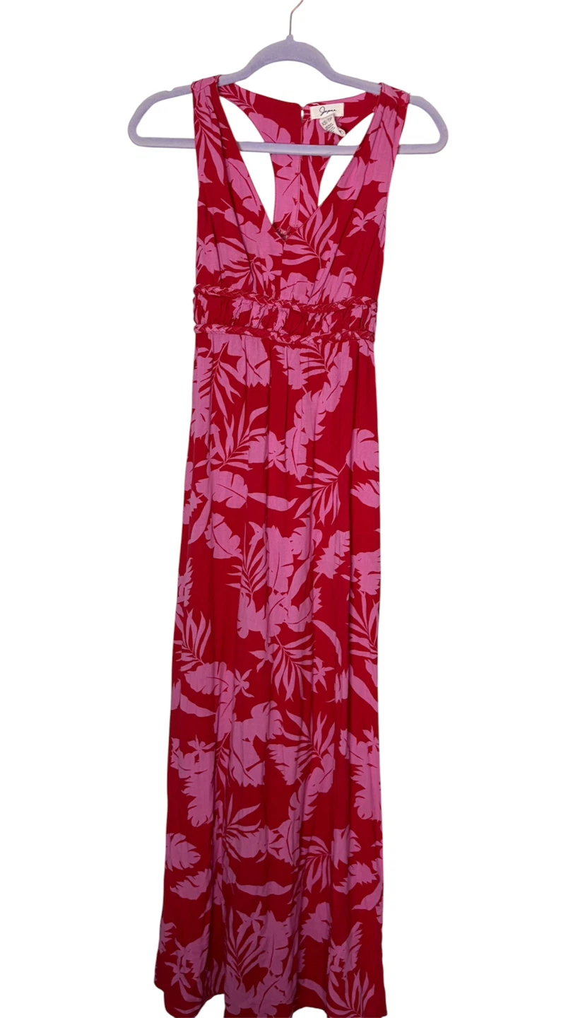 Japna Red &Pink Tropical Print Racerback Maxi Dress - photo 4