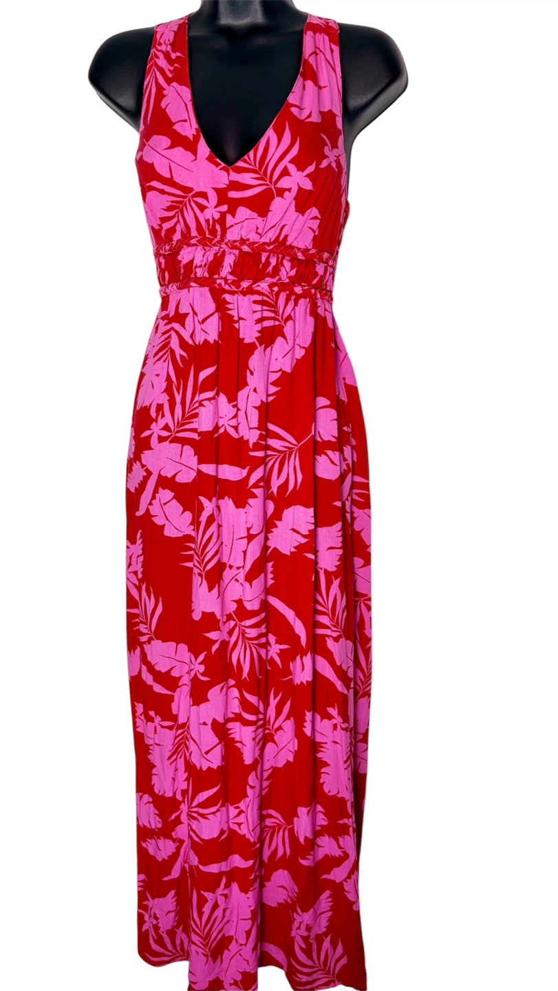 Japna Red &Pink Tropical Print Racerback Maxi Dress - photo 2