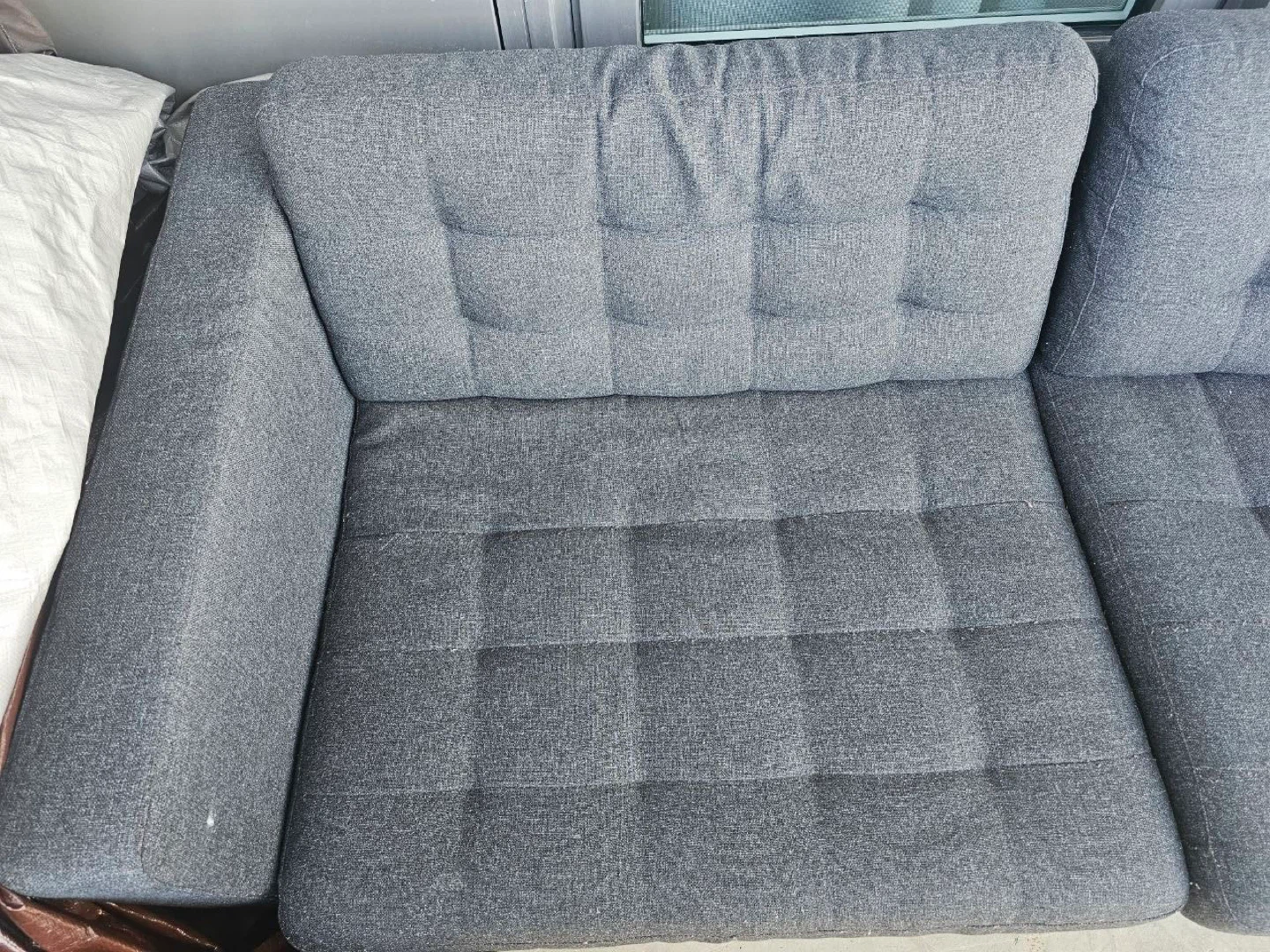 Grey Fabric Sofa with Wooden Legs - photo 2