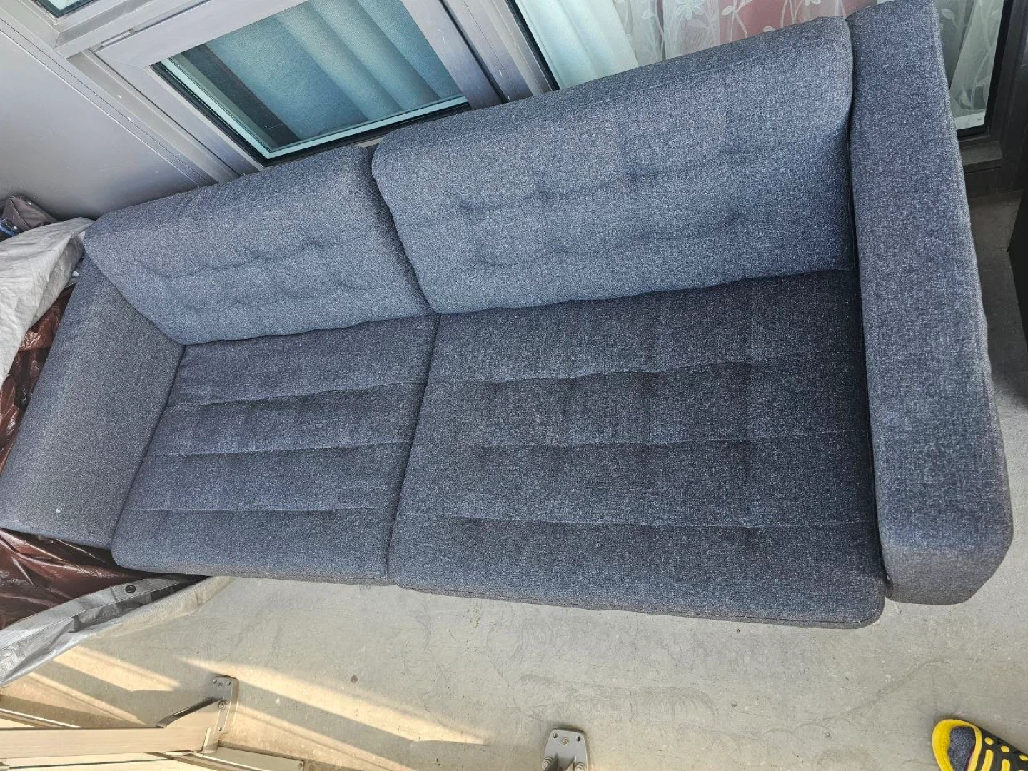 Grey Fabric Sofa with Wooden Legs