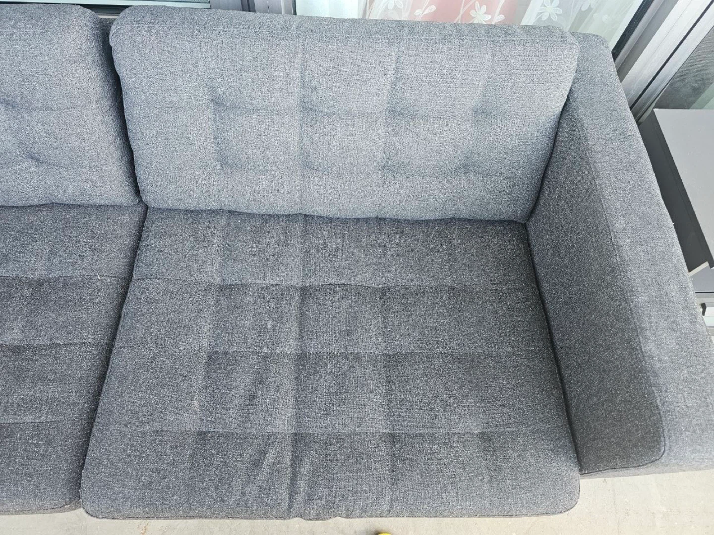 Grey Fabric Sofa with Wooden Legs - photo 3