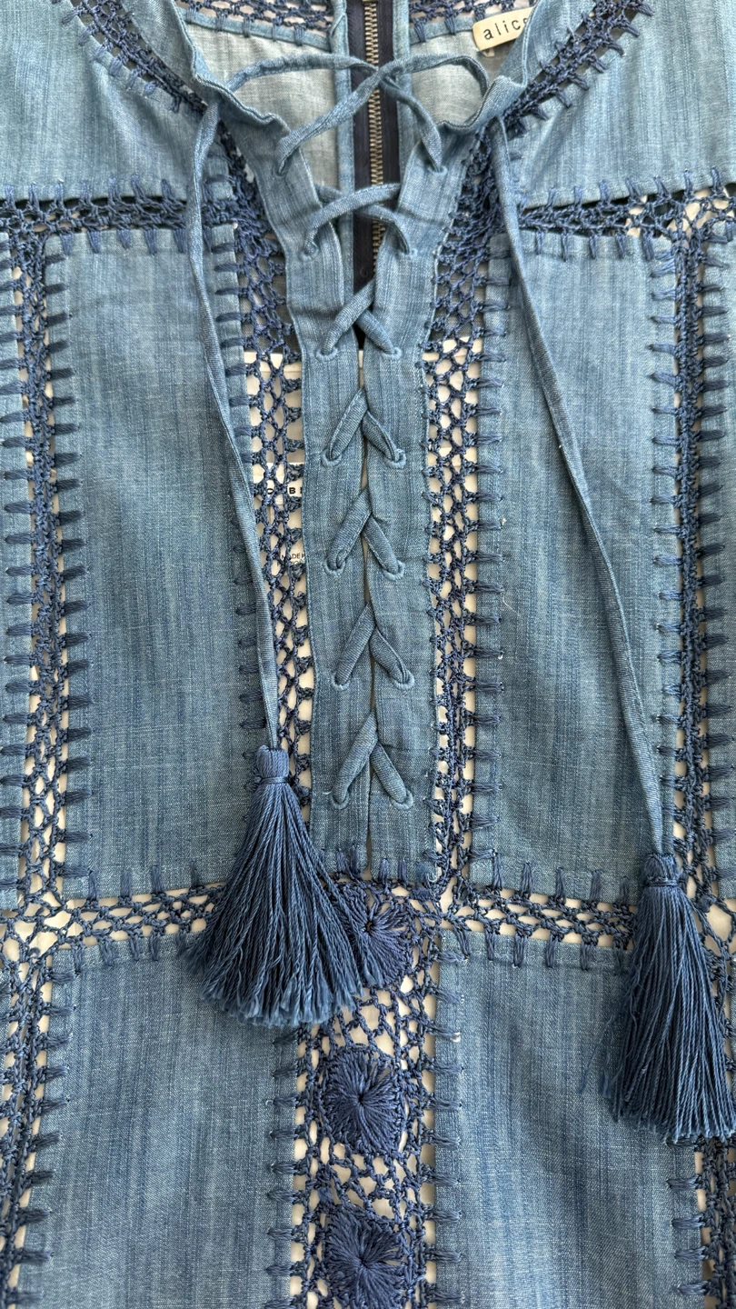Alice + Olivia Denim Crochet Dress - photo 5