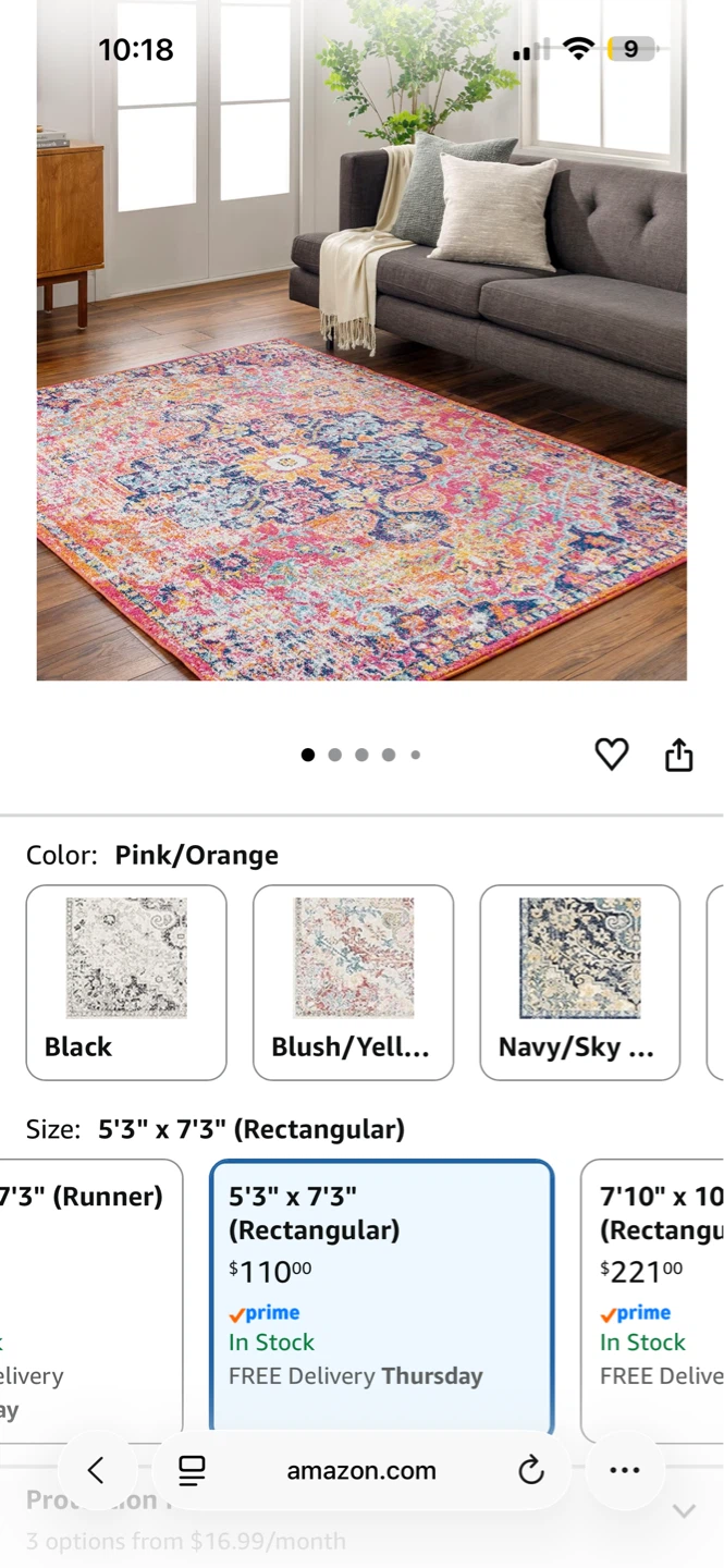 Distressed Medallion Area Rug - Pink/Orange (5'3" x 7'3") - photo 3