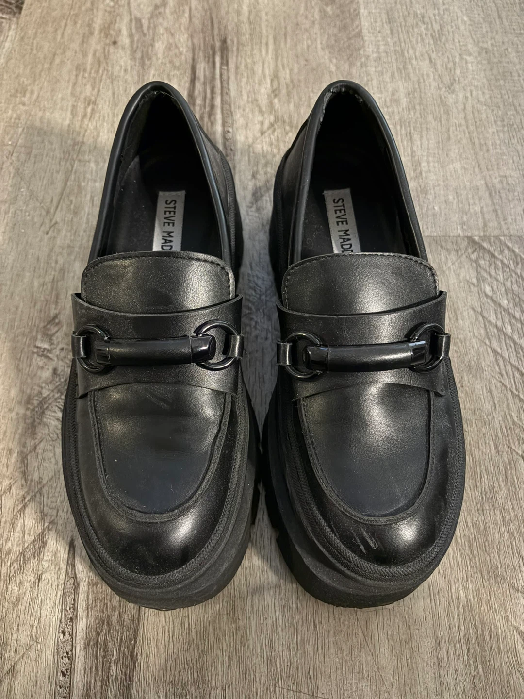 Steve Madden Black Chunky Platform Loafers