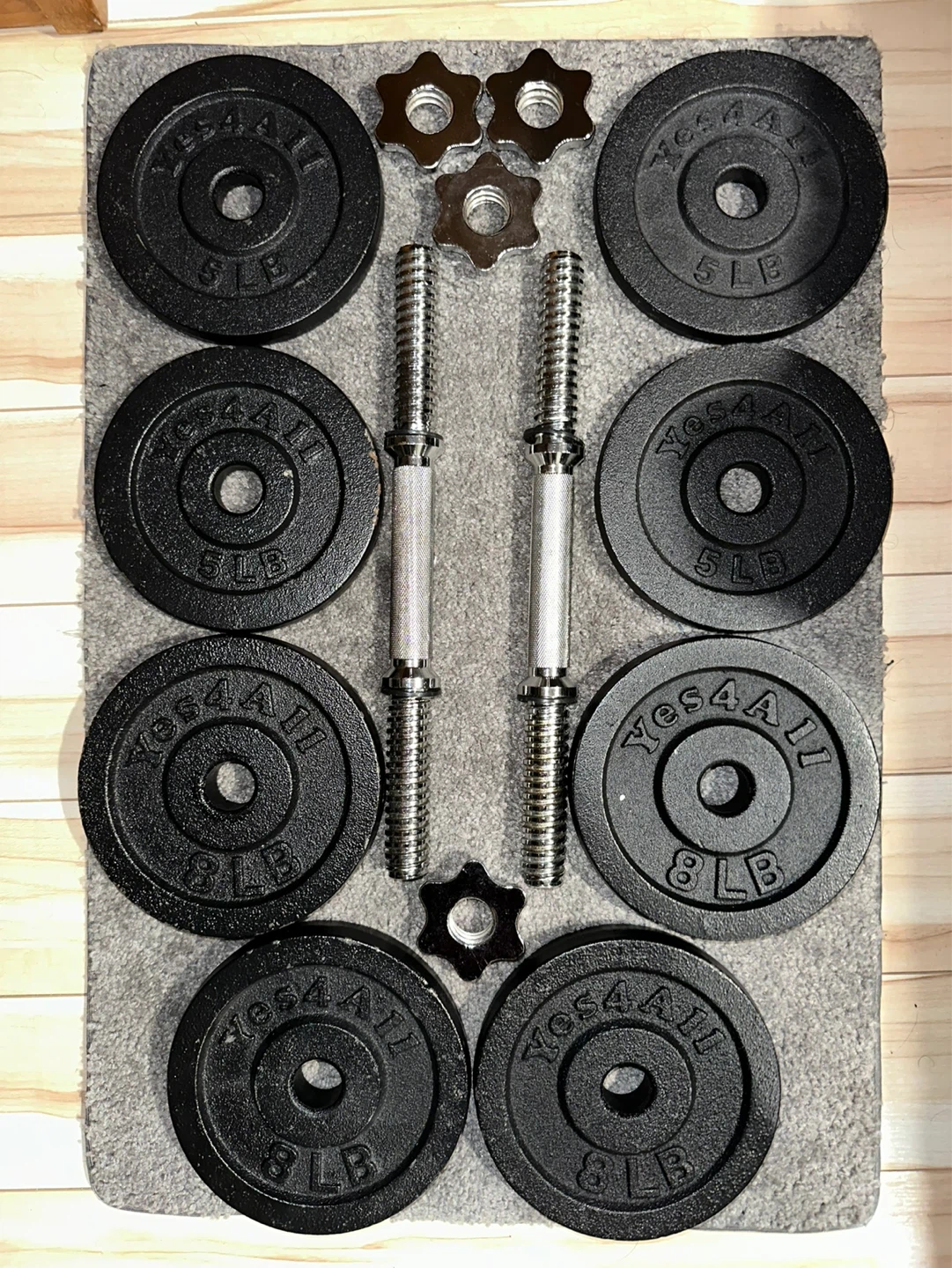 60lbs Adjustable Cast Iron Dumbbell Set