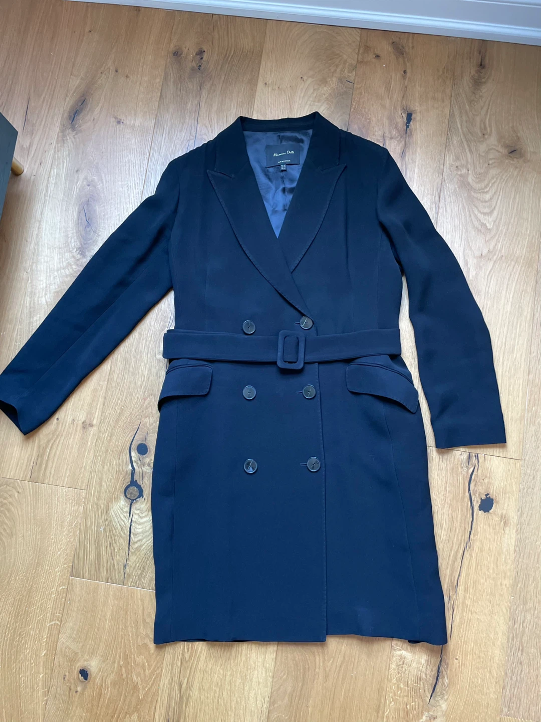 Massimo Dutti Black Belted Blazer Dress