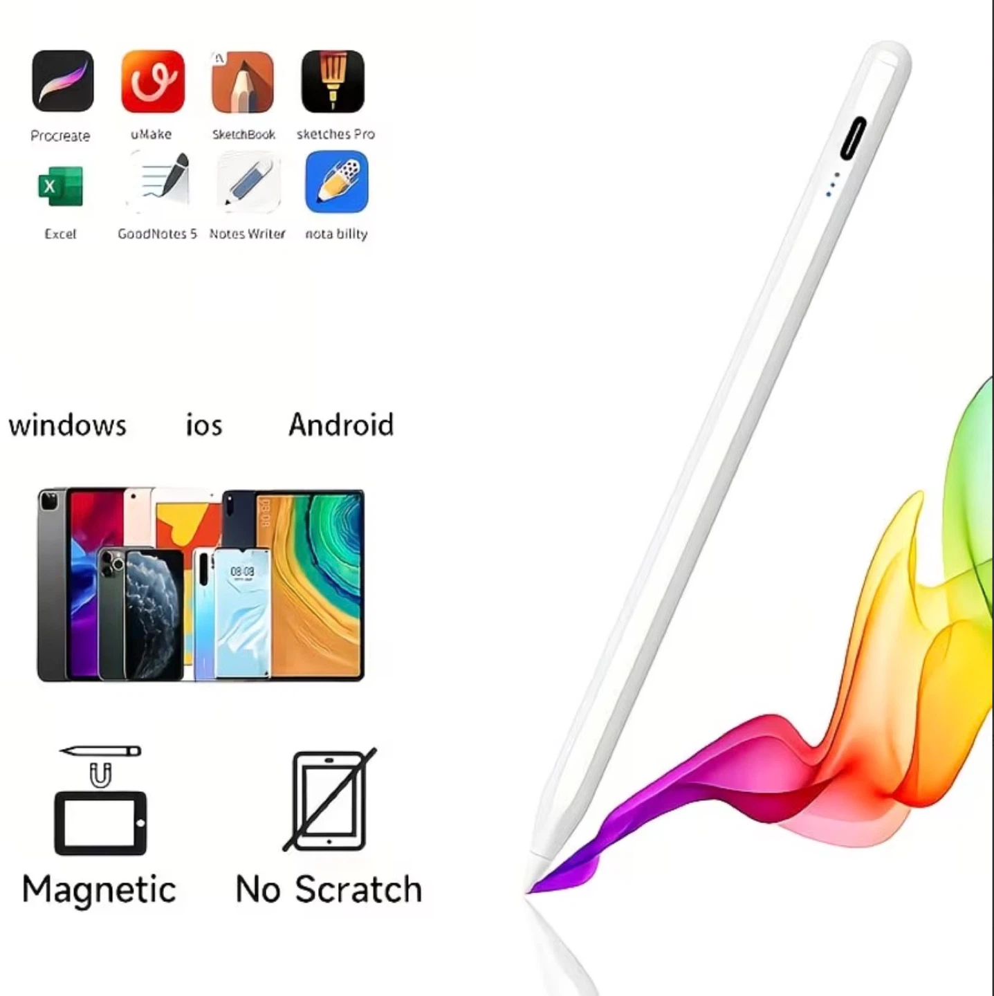 Smart Universal Capacitive Pen Stylus - White - photo 4