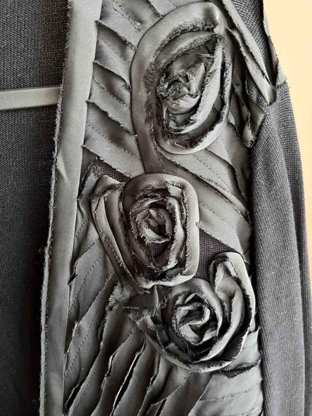 Black Cardigan with Rosette Embellishments ( cotton) - photo 2