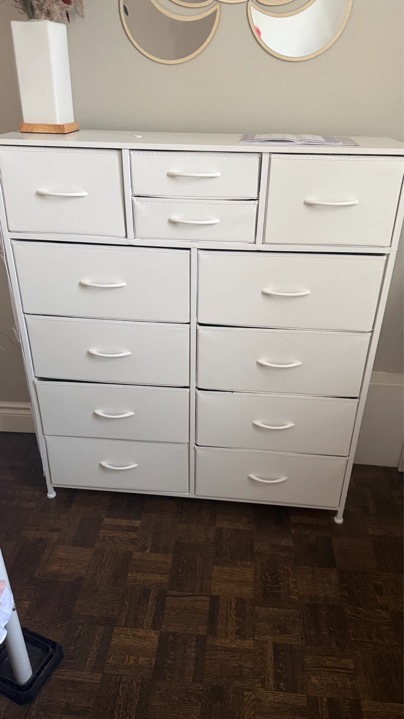 White 10-Drawer Fabric Dresser