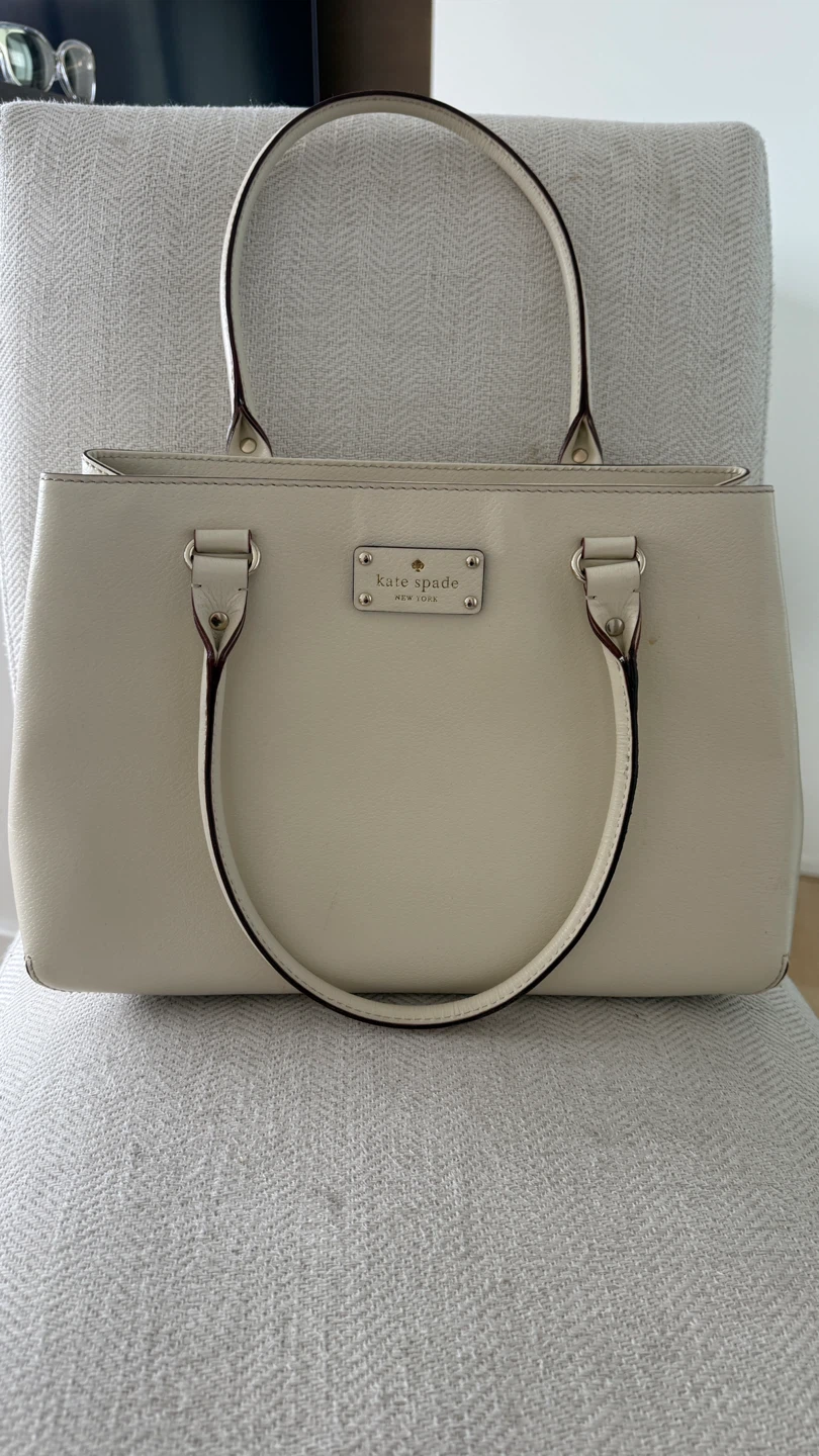 Kate Spade Cream Leather Tote Bag
