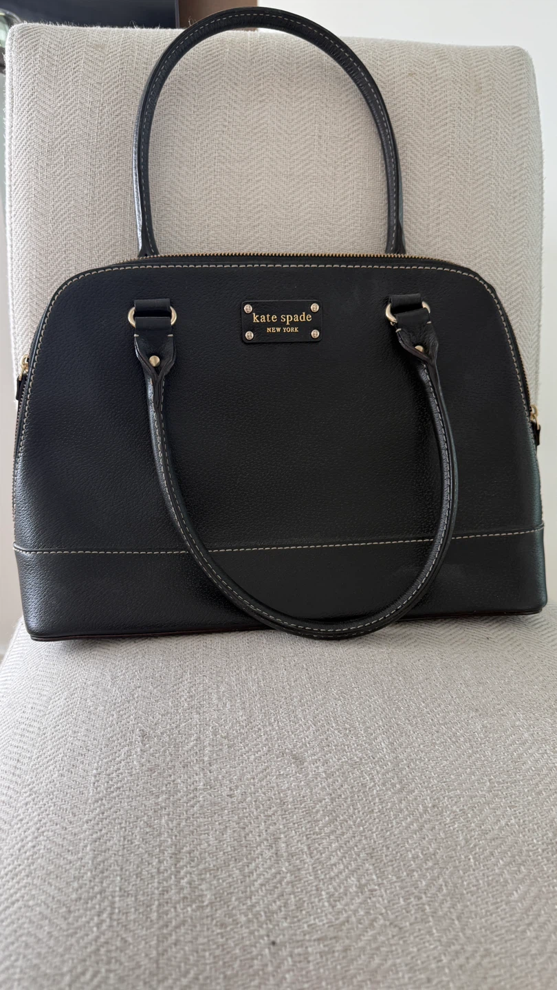 Kate Spade Black Leather Dome Satchel Handbag