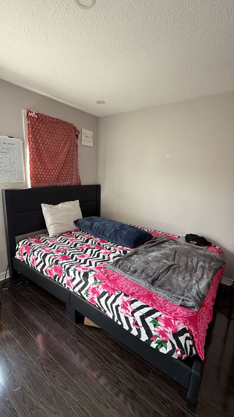 Black Faux Leather Platform Bed Frame - photo 3