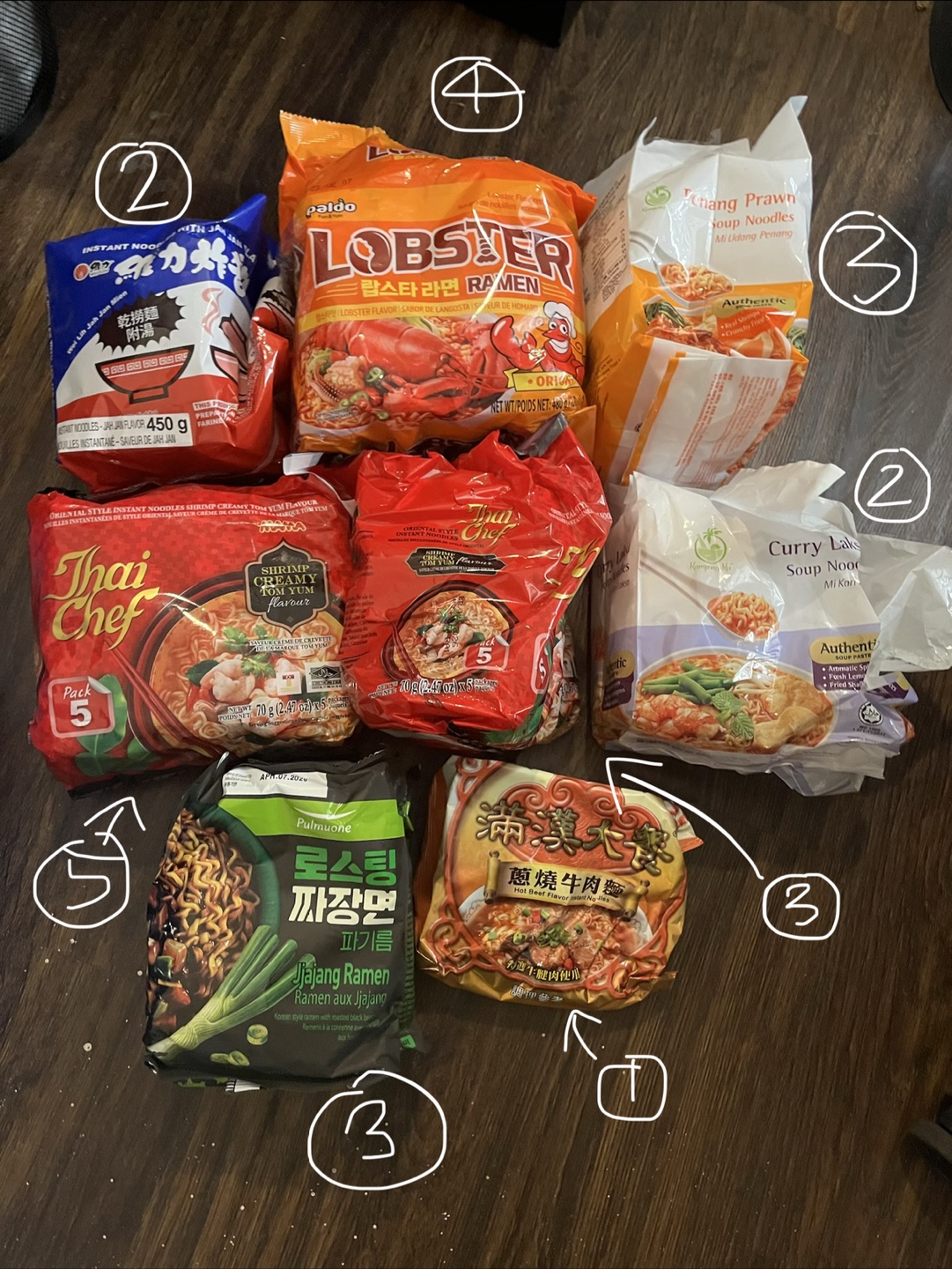 23 packs of imported instant ramen/noodles