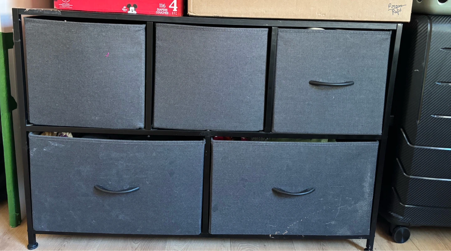 Grey Fabric Drawer Storage Unit