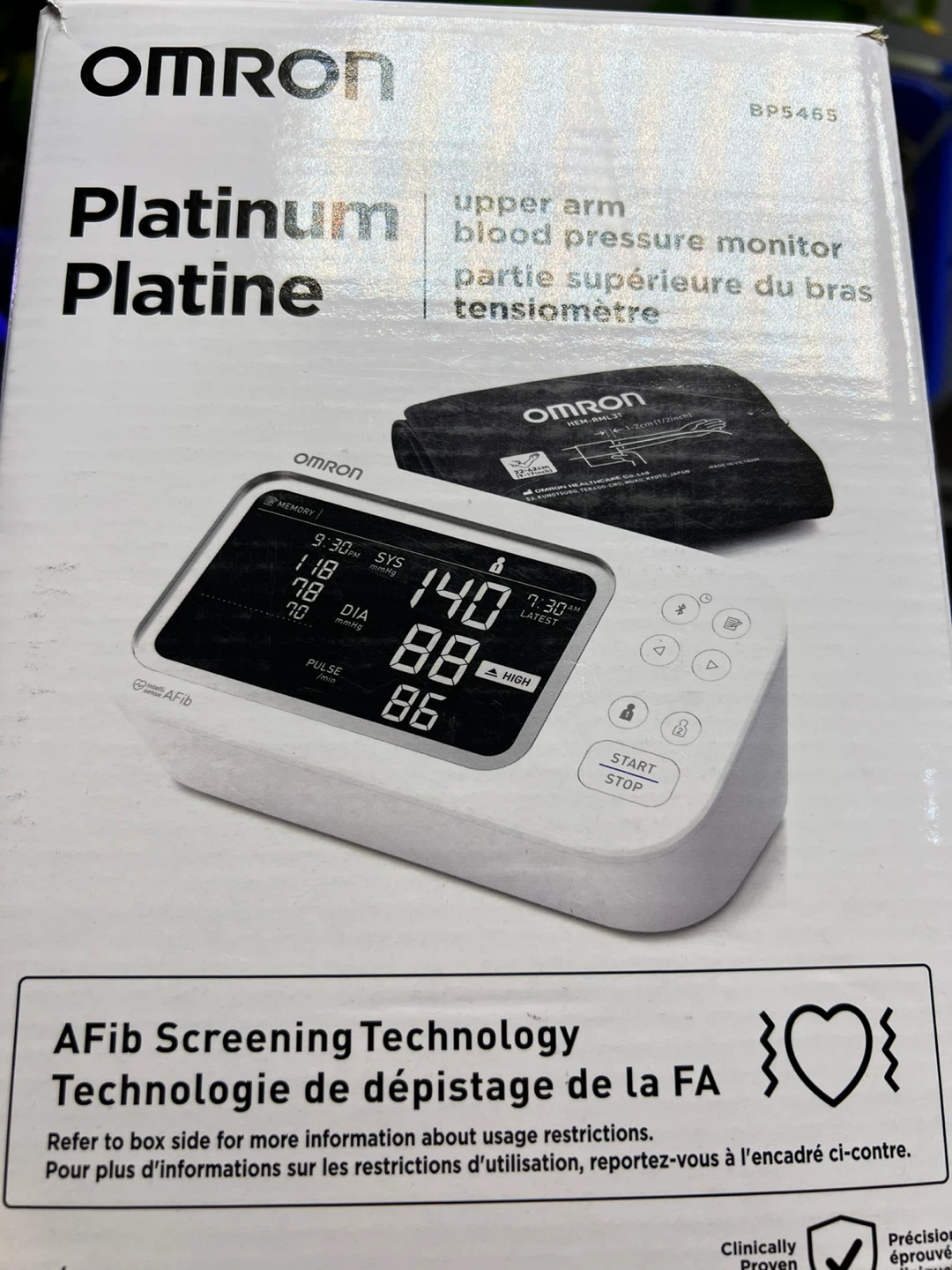 🌱 OMRON Platinum AFib Upper Arm Blood Pressure Monitor