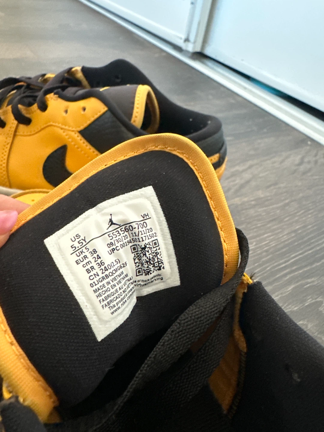 Jordan 1 Low Yellow Black Sneakers - photo 2