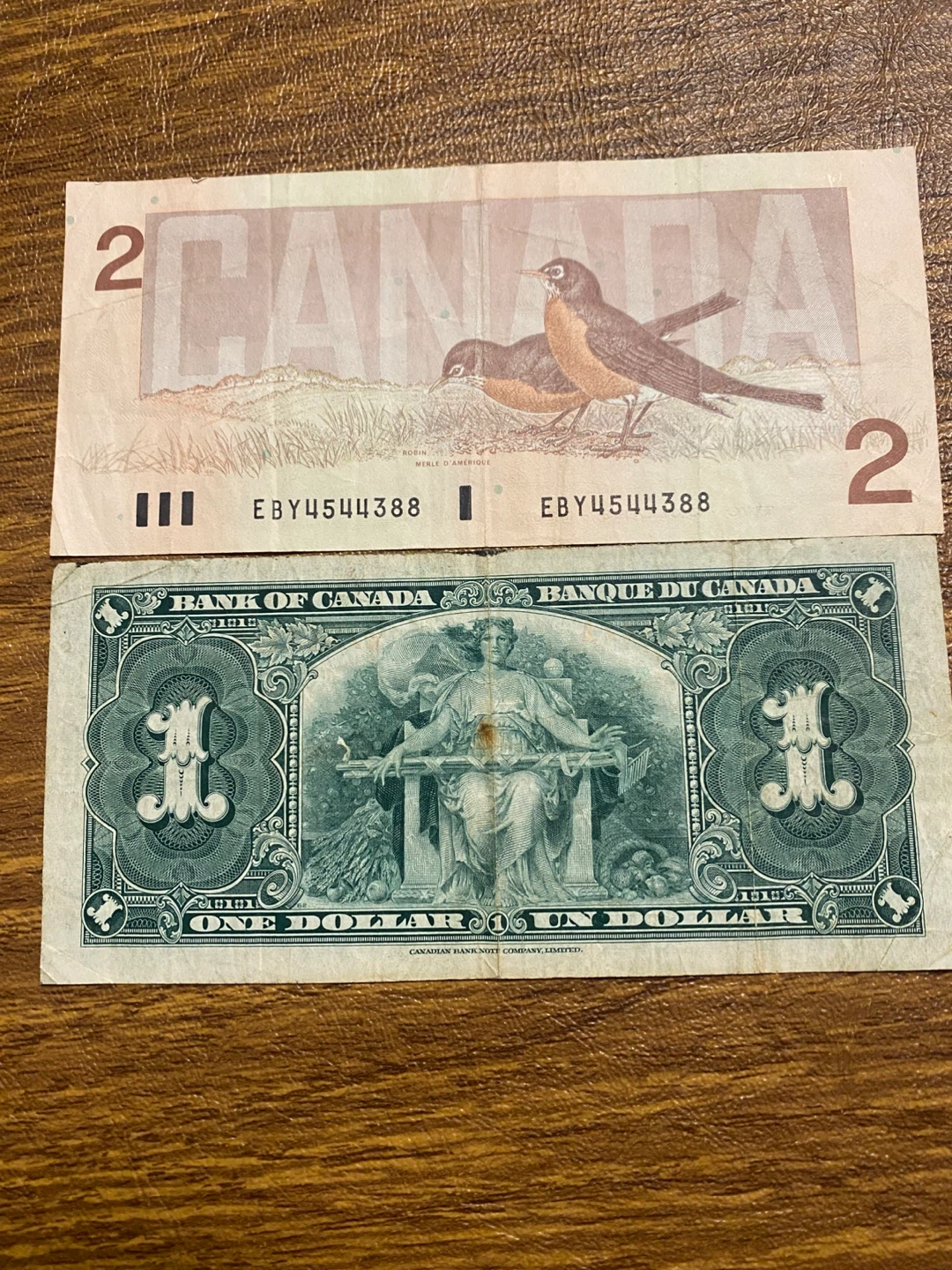 Canadian Banknotes - 1937 One Dollar & 1986 Two Dollar Bills - photo 2