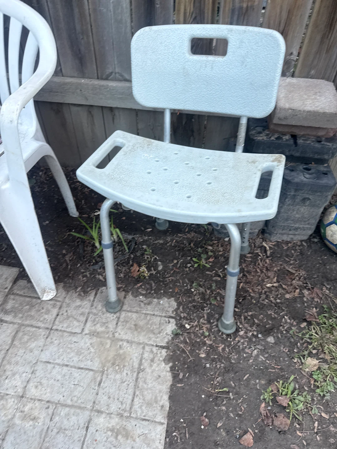 Light Blue Bathroom Shower Chair with Back