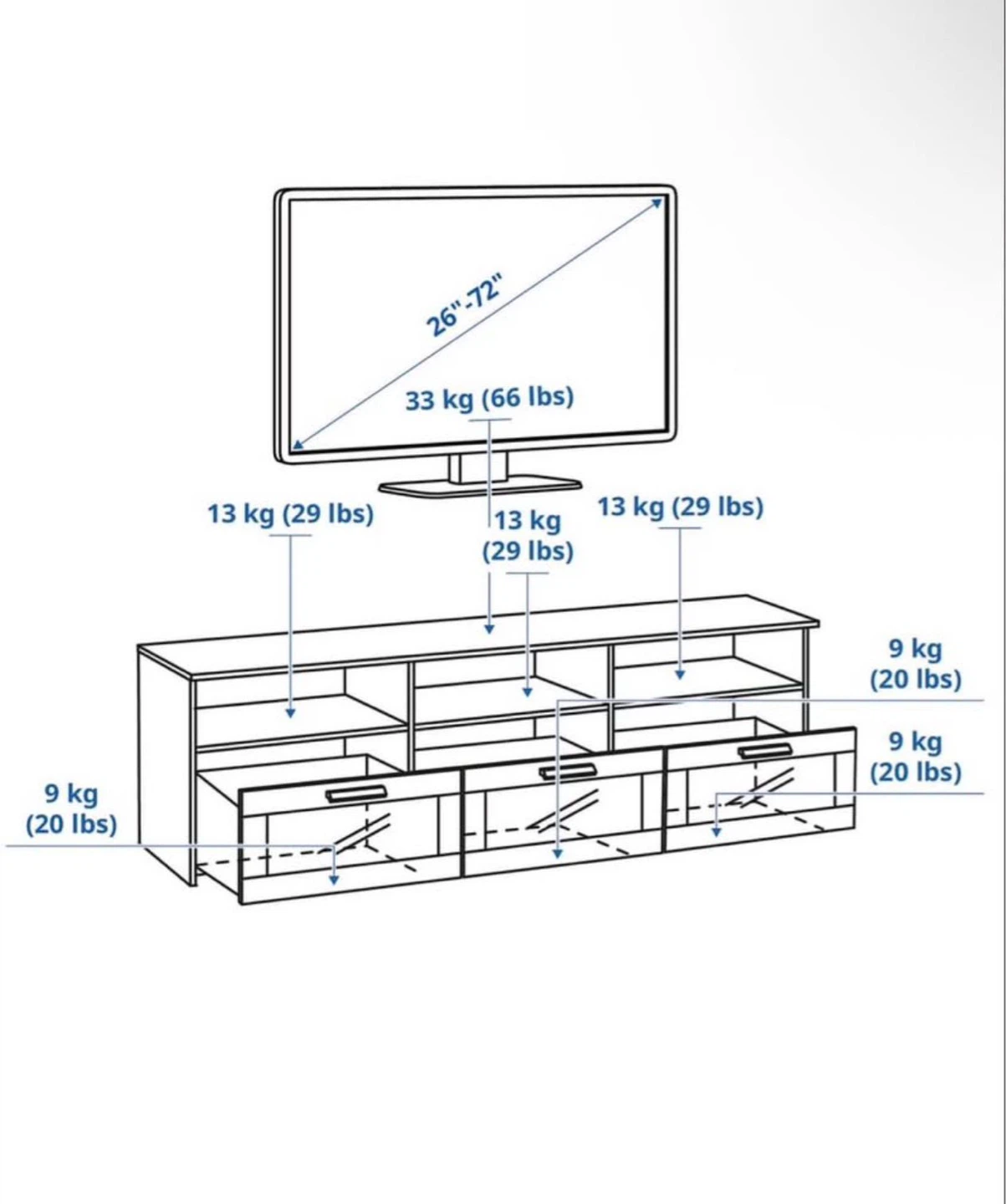 Black TV Stand with Storage Drawers - photo 2