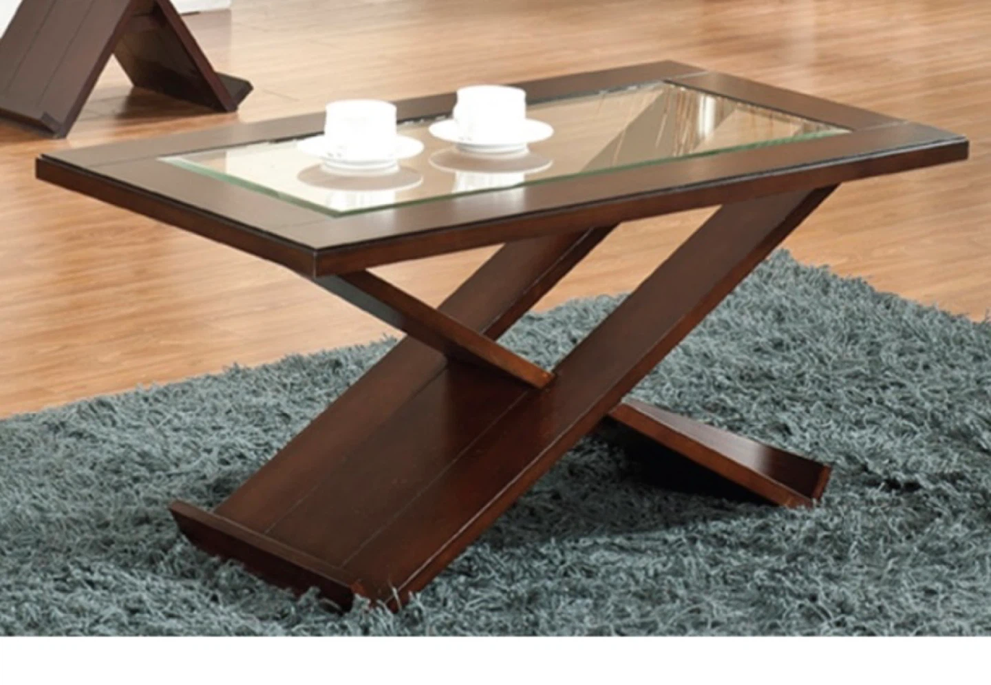 Dark Wood and Glass Coffee Table