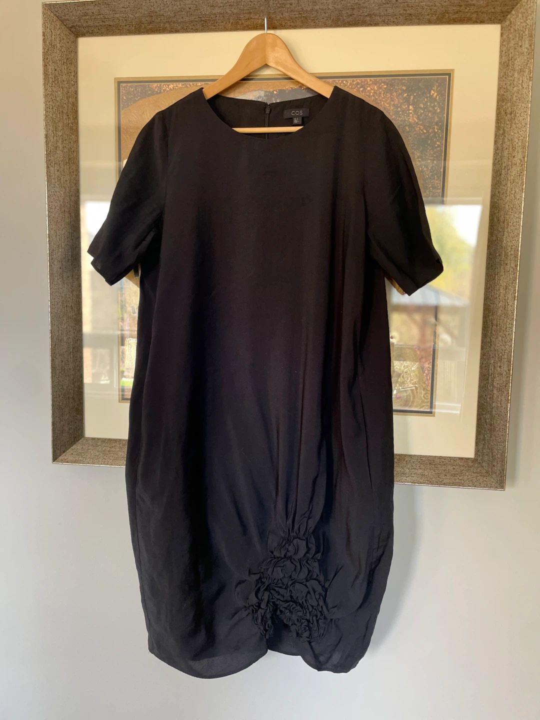 COS Black Dress with Gathered Hem