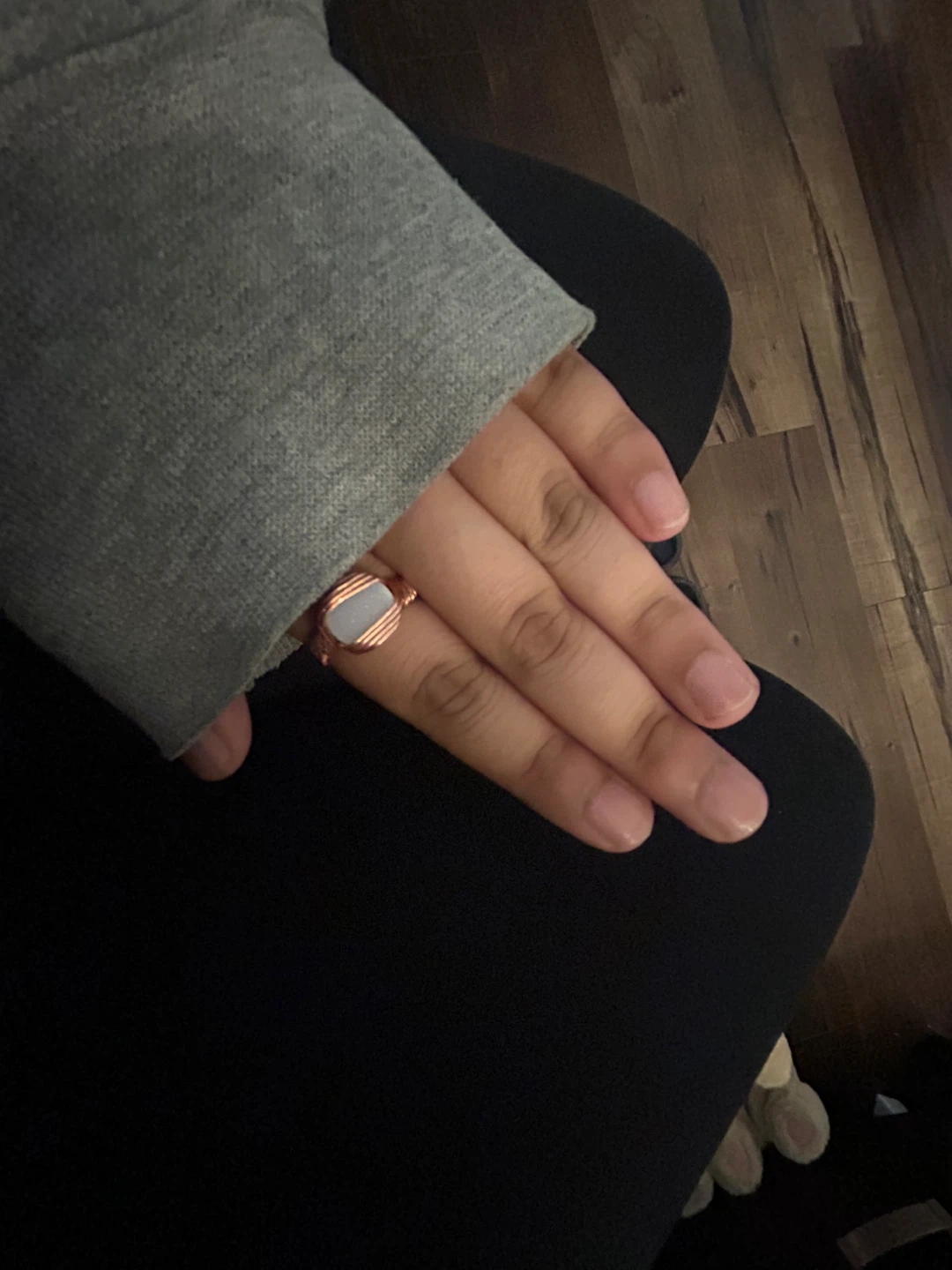 Handmade natural gemstone ring wrapped in copper