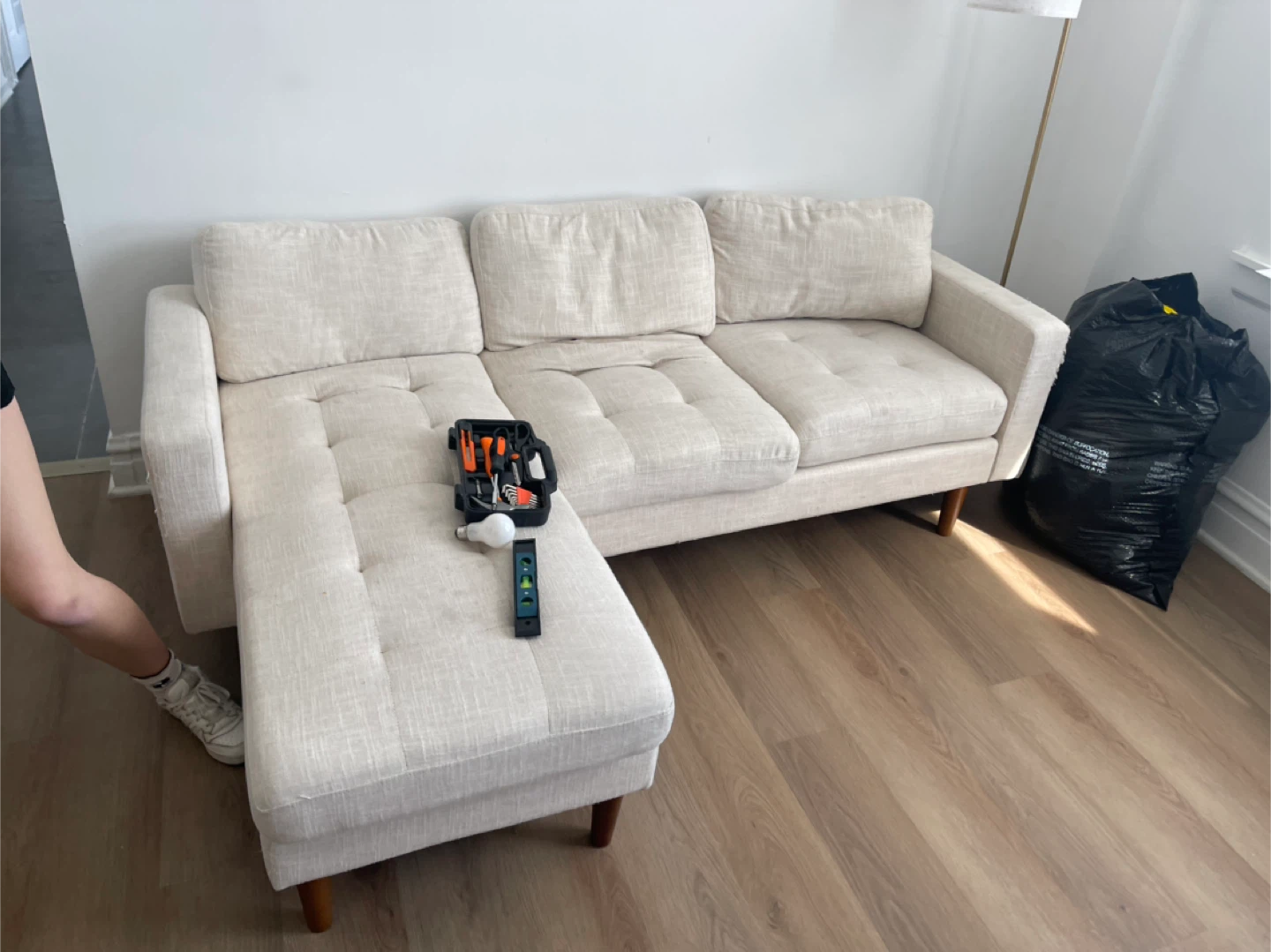 Cream Linen Sectional Sofa