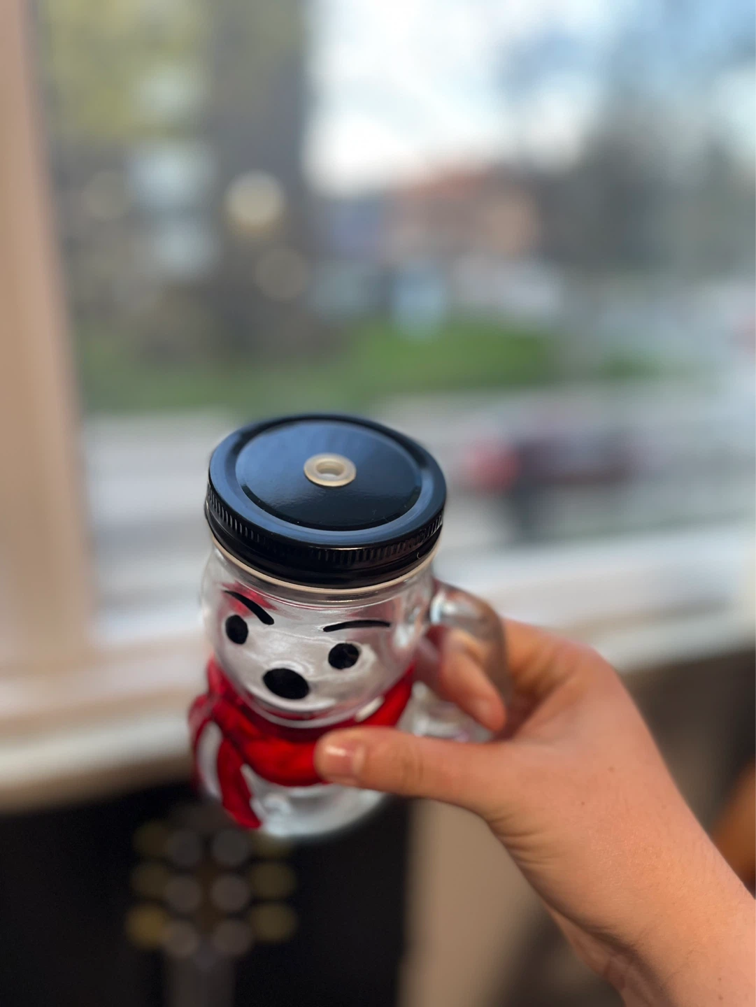 Snowman Mason Jar Mug with Lid and Straw - photo 3