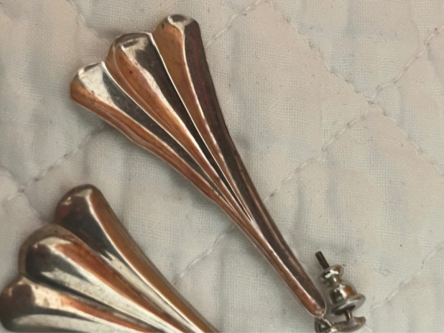 Silver Fan Shaped Dangle Earrings - photo 2