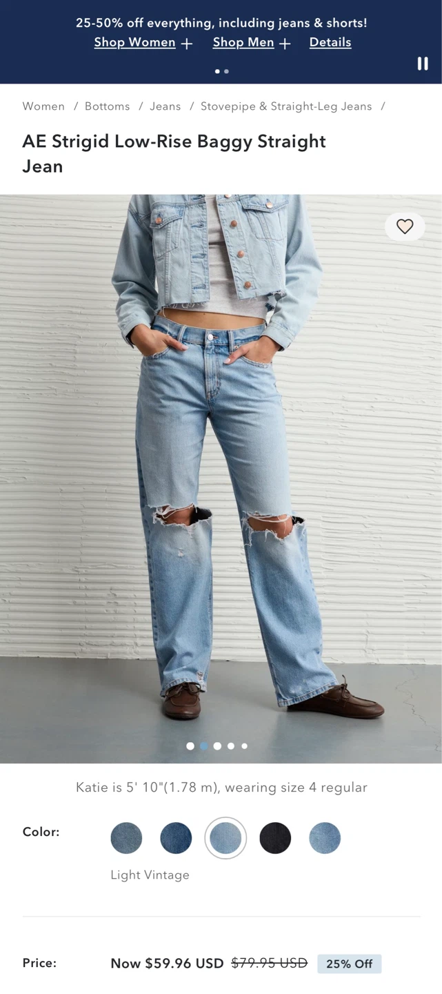 American Eagle Low-Rise Baggy Jeans Light Wash - photo 5