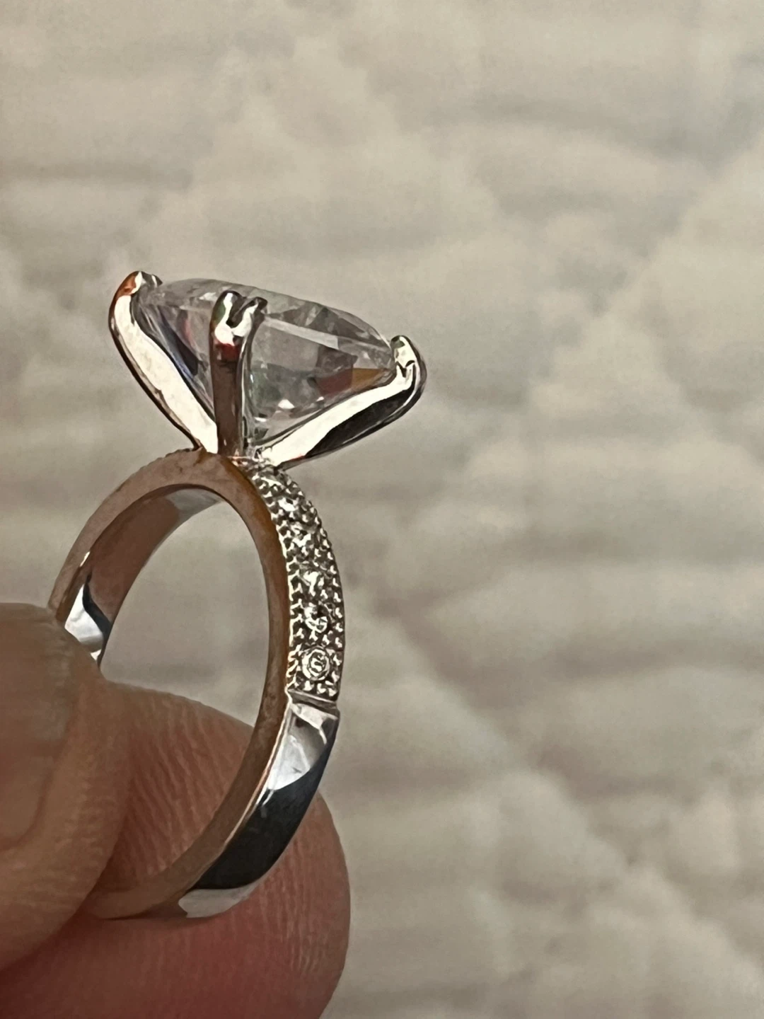 Princess Cut Engagement Ring - Silver Tone - photo 3