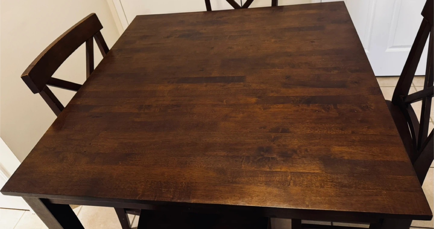 Dark Solid Wood Dining Table Set with 4 Chairs 🌱 - photo 2