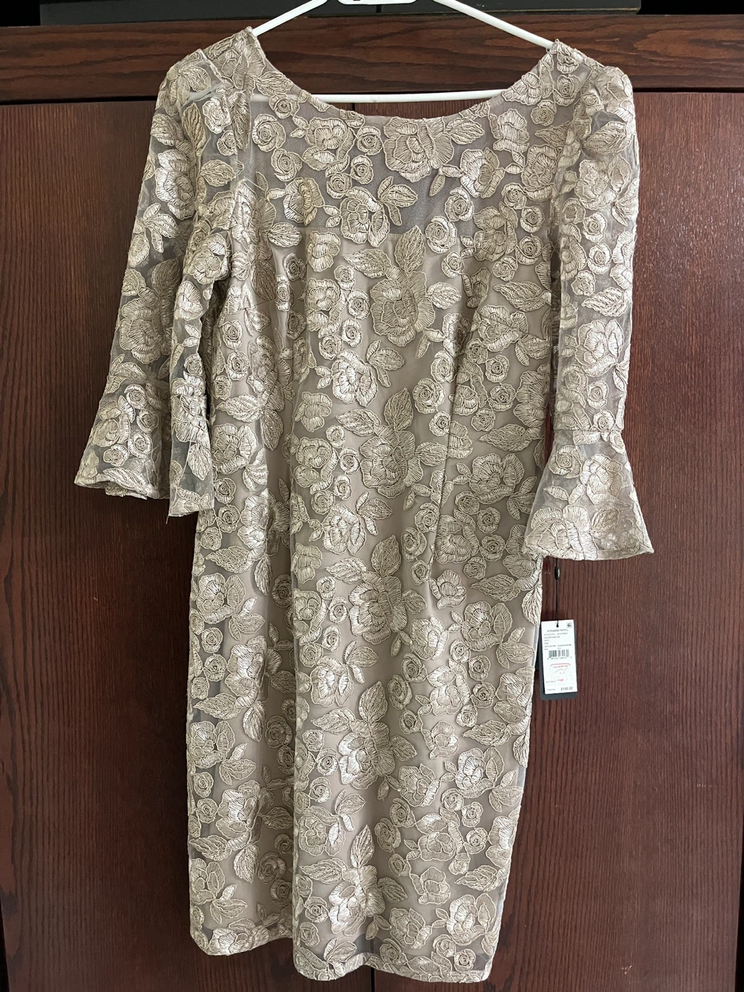 Adrianna Papell Grey Lace Dress Size 12