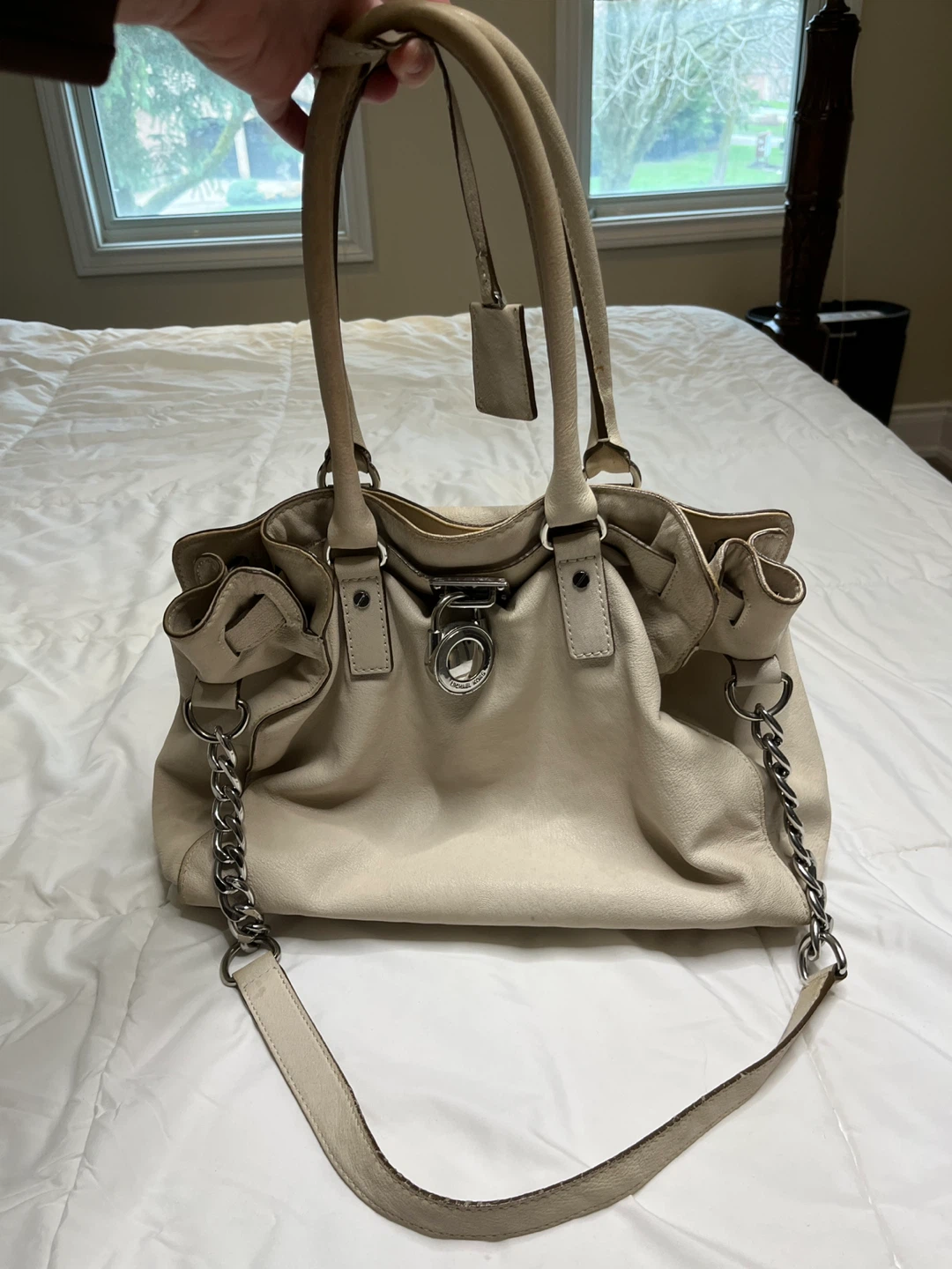 Michael Kors Beige Leather Satchel Handbag