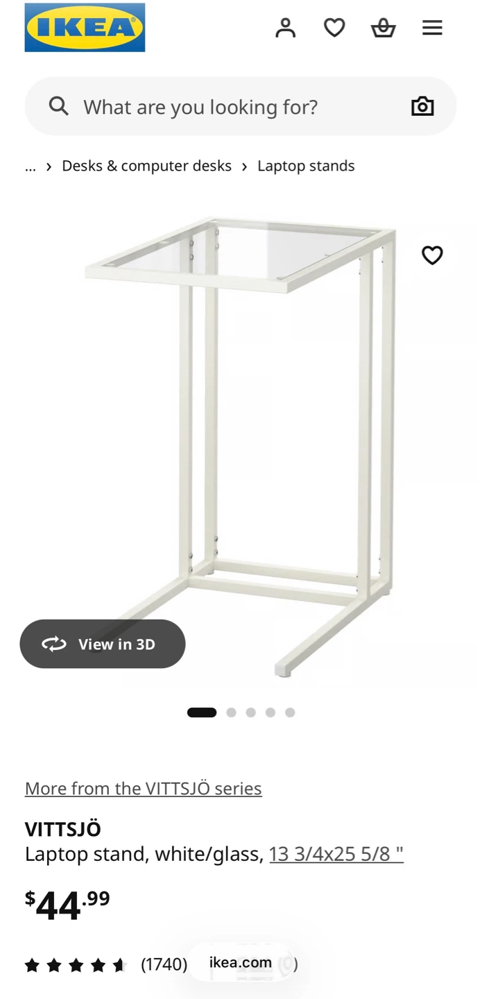 IKEA VITTSJÖ Laptop Stand - White/Glass