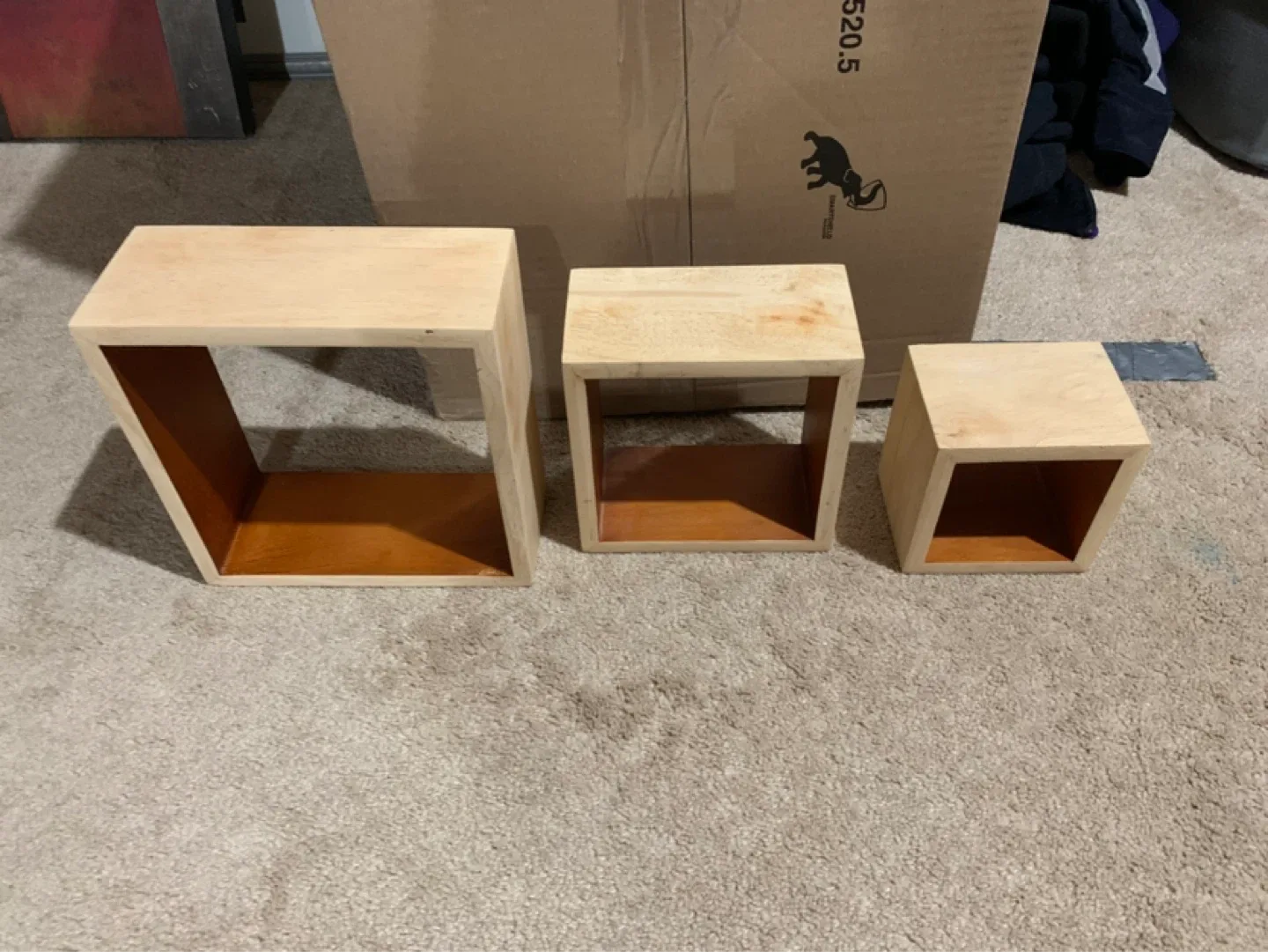 Set of 3 Wooden Cube Shelves - photo 2