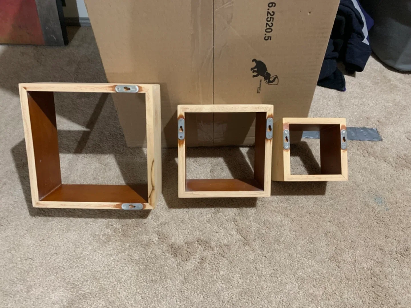 Set of 3 Wooden Cube Shelves - photo 3