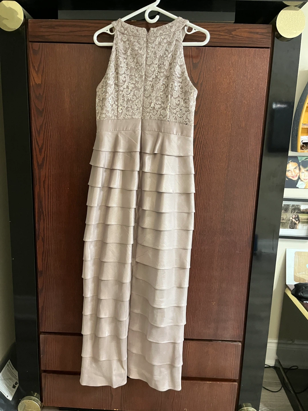 Laura Petites Sequin Lace Tiered Dress Size 12