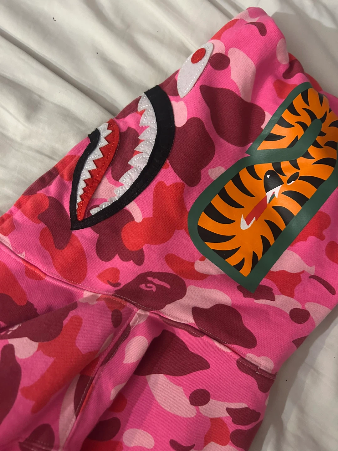 A Bathing Ape Pink Camo Shark Hoodie Size L