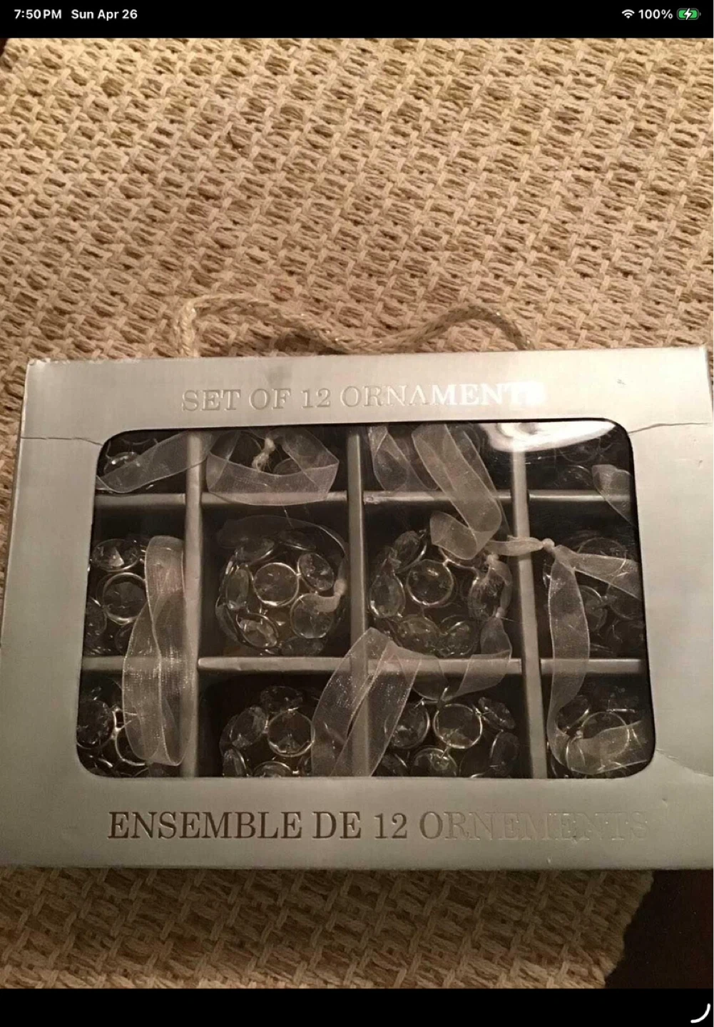 Set of 12 Clear Crystal Ball Ornaments